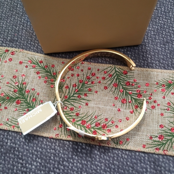 Michael Kors Stainless Steel and Enamel MK Logo Bangle Bracelet for Women - Picture 6 of 11